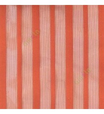 Orange color vertical pencil stripes net finished vertical and horizontal thread crossing checks poly sheer curtain